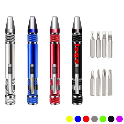 8-Bit Screwdriver Multi-Function Tool with Aluminum Barrel and Pocket Clip