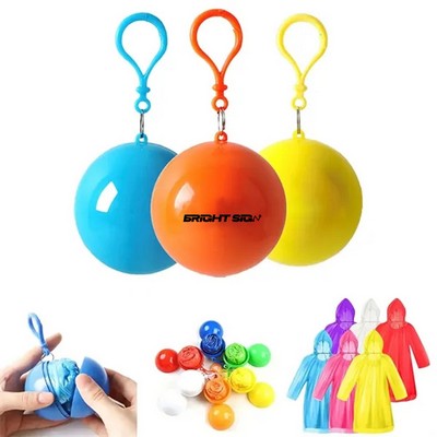 Portable Emergency Rain Poncho Ball Keychain