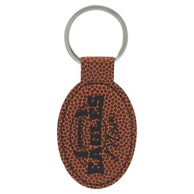 3" x 1 3/4" Football Leatherette Oval Keychain