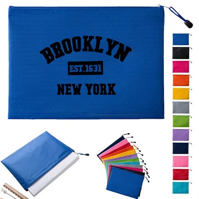 Oxford Fabric Zipper Pencil Pouch Portable Stationery Bag