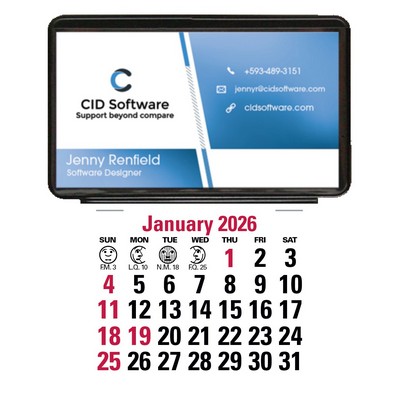 Triumph® Calendars Press-N-Stick Business Card Holder (No Imprint) With Calendar Pad