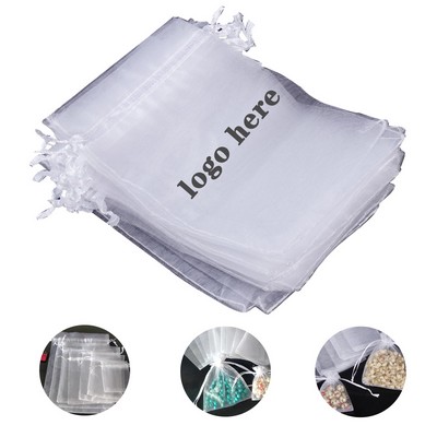 White Drawstring Organza Bag