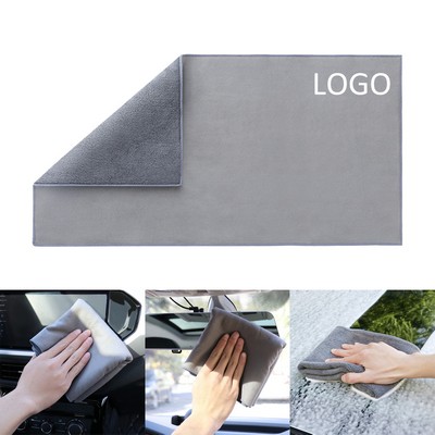 Dual-Sided Car Towel–coral Fleece & Suede