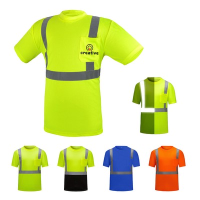 Reflective Safety Short Sleeve T-Shirt w/Pocket