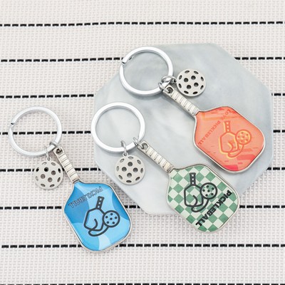 Mini Metal Pickleball Pat Keychain Sport Keyring