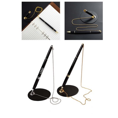 Stand Desk Counter Metal Signature Pens With Chain