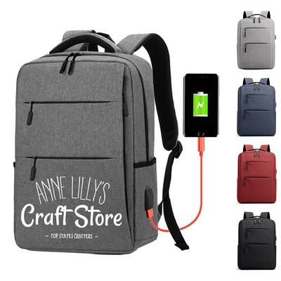Nylon Waterproof Laptop Backpack with Charging Port