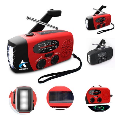 Solar Emergency Hand Crank Radio with LED Flashlight