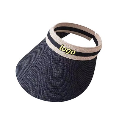 Casual Raffia Sun Hat W/ Open Crown Design