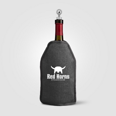 Nest Recycled Polyester Heathered Wine Bottle Cooler – 6.4 x 8.9" - Silkscreen
