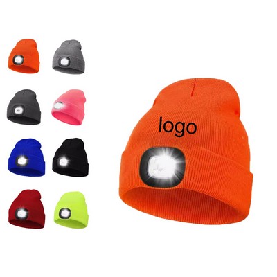 LED Warm Knit Beanie with Headlight