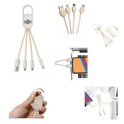 Eco-Friendly 4-in-1 Wheat Straw Charging Cable