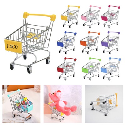 Mini Metal Shopping Cart Toy for Desk Decor