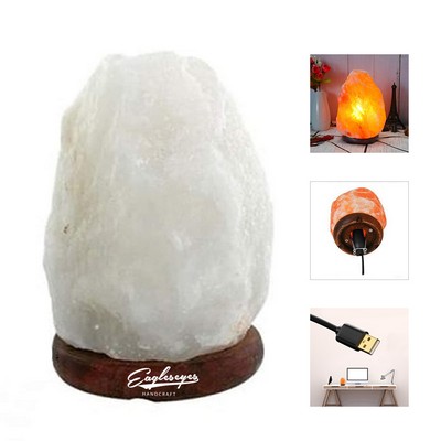 Natural Crystal Salt Light with Wood Base
