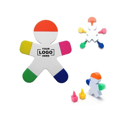 Human-Shaped Highlighters - 5 Bright Neon Colors