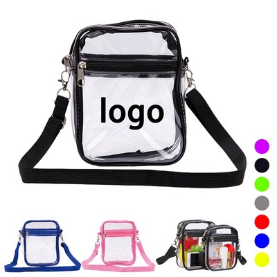 Clear PVC Transparent Stadium Crossbody Bag With Zipper