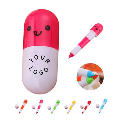 Plastic Pill Shaped Telescopic Ballpoint Pen