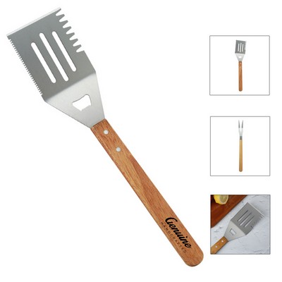 Stainless Steel BBQ Spatula with Serrated Edge and Bottle Opener