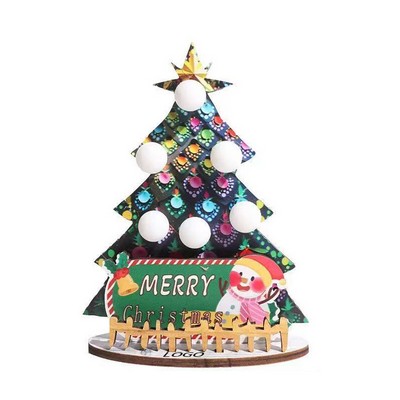 Wooden Glowing Christmas Tree Desktop Decoration