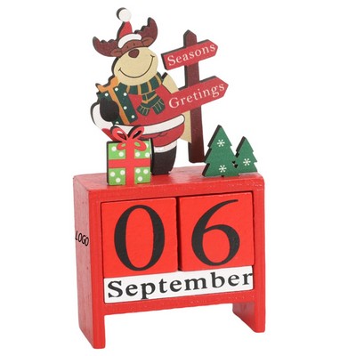 Wooden Christmas Calendar Tabletop Decor
