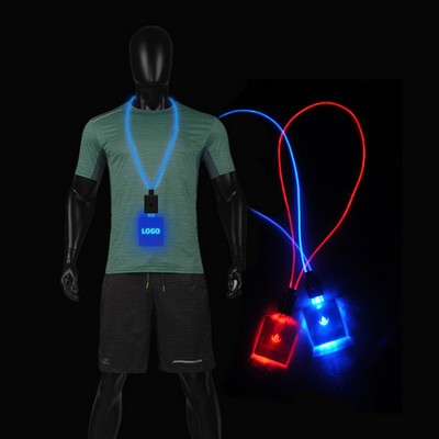 LED Rechargeable Luminous Strap Lanyard W/Acrylic Badge