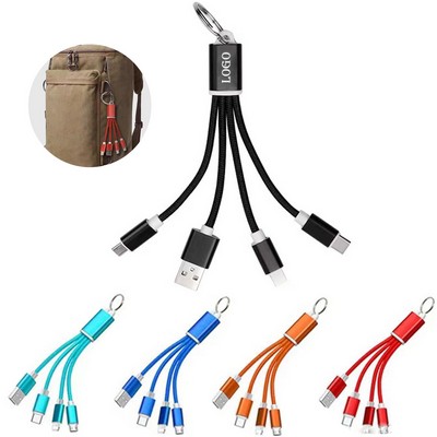 MOQ50 Aluminum Alloy 3-in-1 Braided Charging Cable