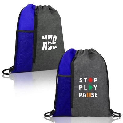 Mesh Pocket Vertical Drawstring Backpack