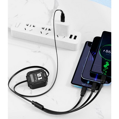 Retractable 3-in-1 100W Fast Charging Data Cable