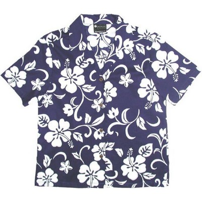 Ladies Hawaiian Shirt (DEEP INVENTORY) - 100% Cotton Poplin Tropical Print w/ Coconut Buttons