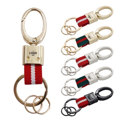 Zinc Alloy Elastic Webbing Keychain