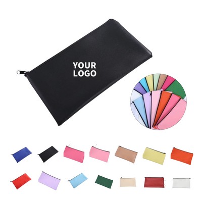 PU Leather Zipper Deposit Pouch 11" x 6"