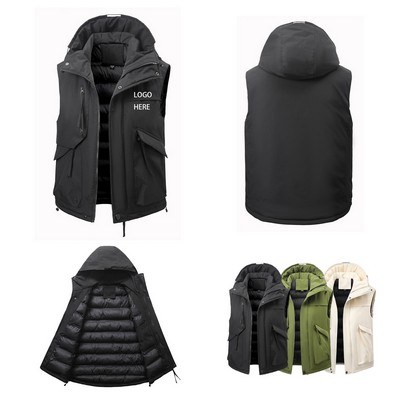 Unisex Quilted Sleeveless Jacket Winter Vest With Stand Collar