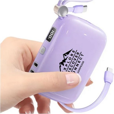 10000mAh Led Display Power Bank with Build-in Cables