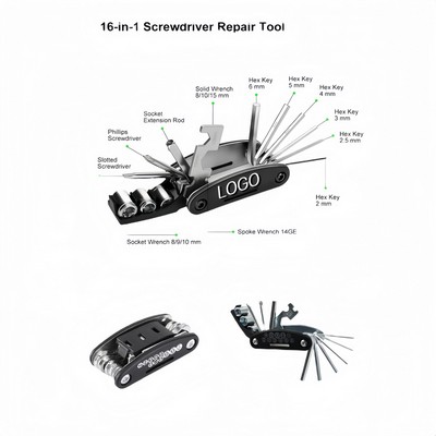 16-in-1 Stainless Steel Folding Repair Tool Set
