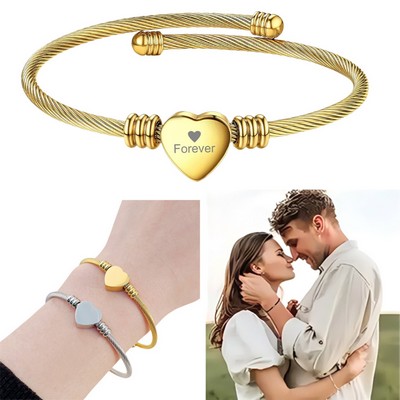 Love Token Expandable Metal Heart Bracelet