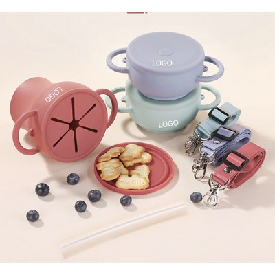 Foldable Snack Cup High Temperature Resistant Anti Fall Kids Water Cup Baby Training Straw Cup