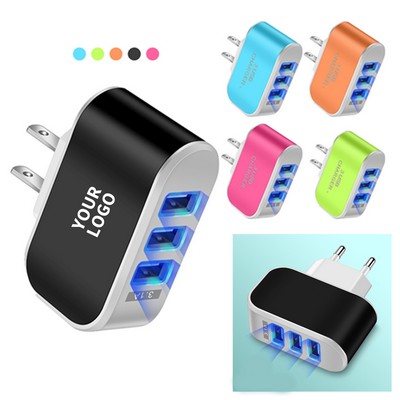 Three Port Wall Charger With Fast Output