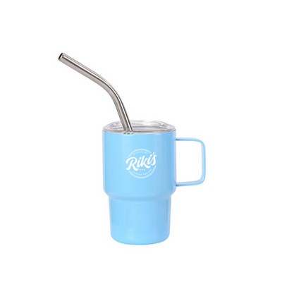 3oz Stainless Steel Tumbler With Straw And Handle
