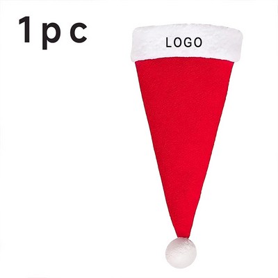 Mini Christmas Santa Hat Bottle Cap And Cutlery Sleeve