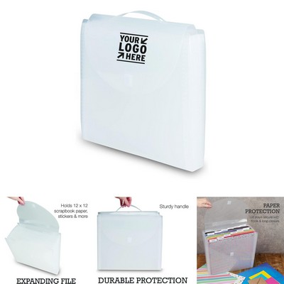 12x12" Clear Expandable Scrapbook Vinyl Paper Storage Organizer 12 Pockets with Tabs