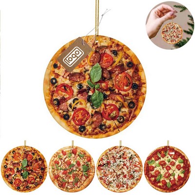 Cute Acrylic Pizza Slice Christmas Ornament for Tree Decor