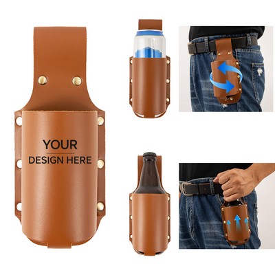 Leather Bottle Holster With Strap
