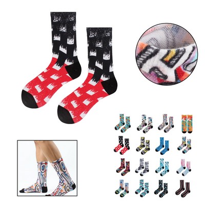 MOQ 20 Full Color Digital Printed Polyester Socks
