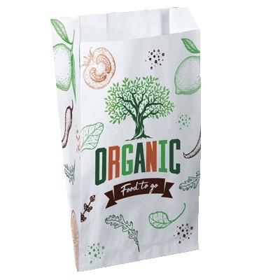 Multi-Sided Full Color Food Safe Merchant Paper Bags (5" x 7.5" x 2")