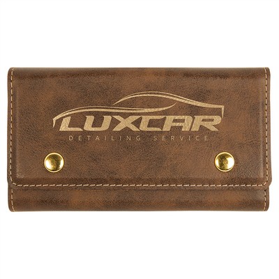 Rustic Brown/Gold Card & Dice Set, Laserable Leatherette, 6-1/2"x3-3/4"