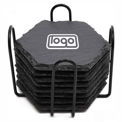 Black Slate Coaster with Wtorage Rack Kit