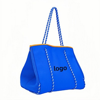 Self Standing Neoprene Beach Tote with Detachable Inner Pouch for Women