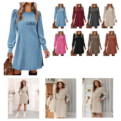 Winter Round Neck Casual Dress (S-XXL)