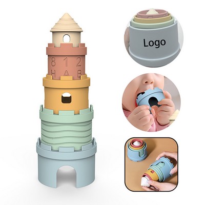 5-Piece Silicone Castle Stacking Tower Nesting Cups Baby Toys