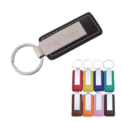 Rectangular Leather Keychain